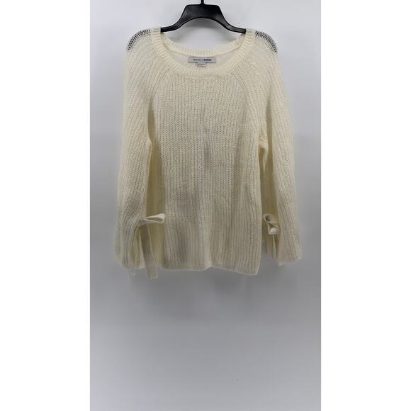 PROJECT NAADAM Women's Off-White Knit Scoop-Neck Long Sleeve Bow Sweater SZ L - Picture 1 of 10